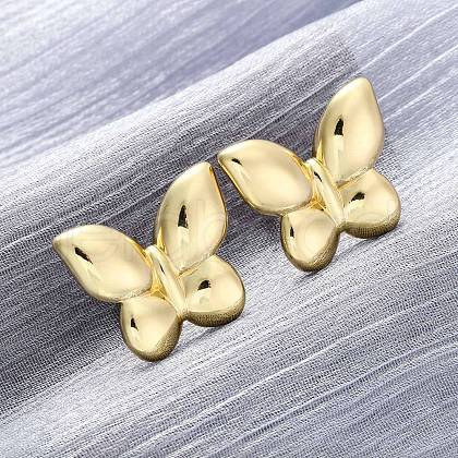 Brass Stud Earrings EJEW-H158-05A-G-1