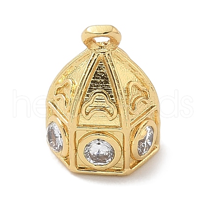 Rack Plating Brass Micro Pave Clear Cubic Zirconia Bead Cap Bails KK-L224-003G-1