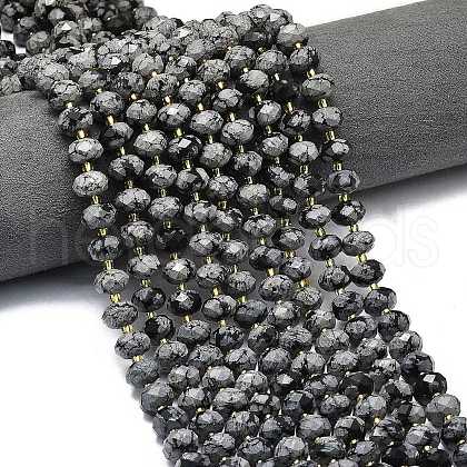 Natural Snowflake Obsidian  Beads Strands G-P573-A49-01-1