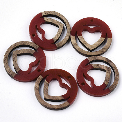 Resin & Walnut Wood Pendants RESI-N025-010A-B02-1