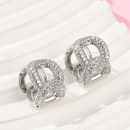 Brass Clear Cubic Zirconia Dangle Earrings EJEW-Q016-04P-1