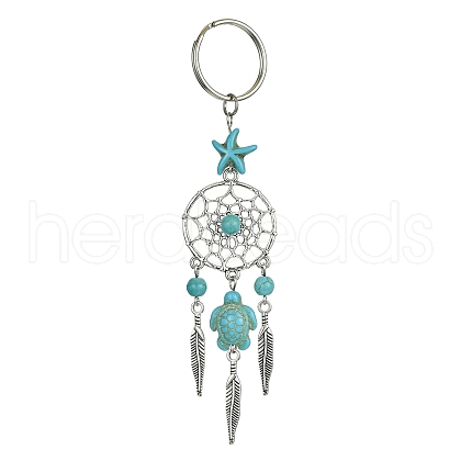 Alloy Woven Net/Web with Feather Pendant Keychain KEYC-JKC00590-01-1