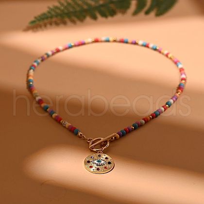 Natural Garnet & Synthetic Turquoise Beaded Necklaces FS-WG1E54E-03-1