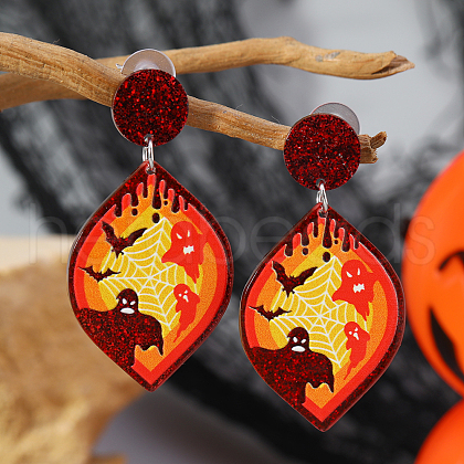 Acrylic Ghost Halloween Pendant DIY Keychain Stud Earrings Accessories DI2414-6-1