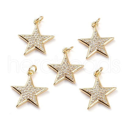 Brass Micro Pave Clear Cubic Zirconia Pendants KK-C100-30G-1