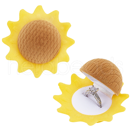 Sunflower Velvet Jewelry Boxes CON-WH0092-62-1