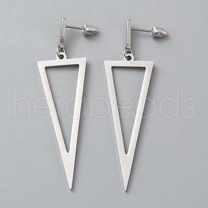 Alloy Hollow Out Triangle Dangle Stud Earrings for Women EJEW-WH0018-31P-1