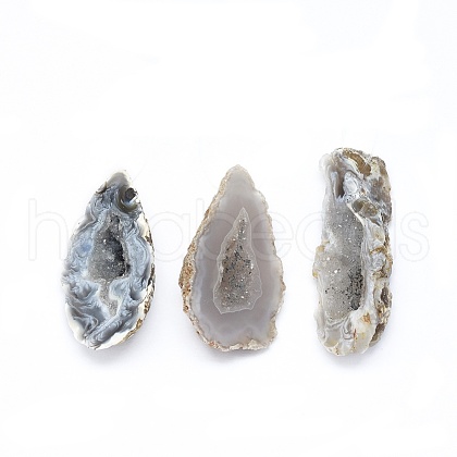 Natural Druzy Geode Agate Pendants G-L516-21-1