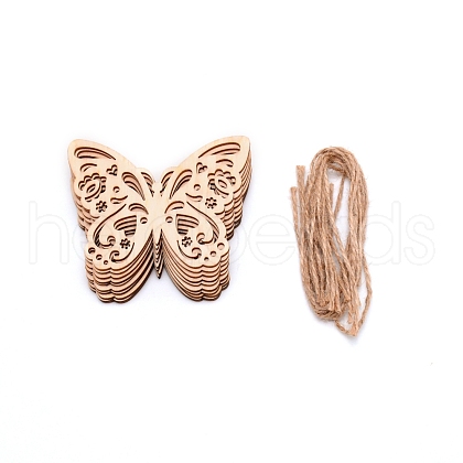 DIY Unfinished Hollow Butterfly Wooden Decorations Pendants WOOD-TAC0010-01-1