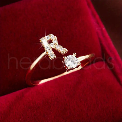 Brass Micro Pave Cubic Zirconia Cuff Rings WG75066-18-1