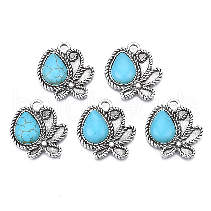 Synthetic Turquoise Pendants Settings for Enamel PALLOY-N157-030-1