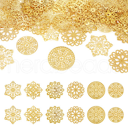 48Pcs 6 Styles Rack Plating Iron Filigree Joiners IFIN-TA0001-65-1