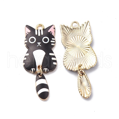 Light Gold Rack Plating Alloy Enamel Pendants X-ENAM-G210-01LG-06-1