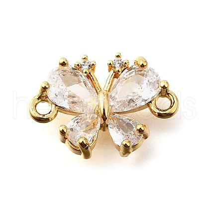 Brass Clear Cubic Zirconia Connector Charms KK-U065-04D-G-1
