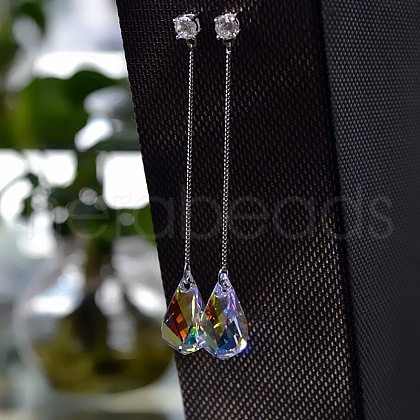 Glass Faceted Dangle Earrings LL7828-1-1