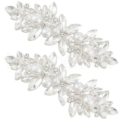 Beebeecraft 2Pcs Alloy with Glass Rhinestone Hair Barrettes OHAR-BBC0001-01-1