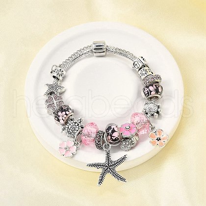 Alloy Enamel European Beads Charm Bracelets BJEW-F495-08P-1