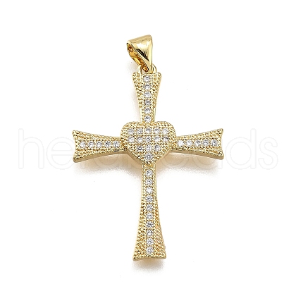 Brass Micro Pave Cubic Zirconia Pendants KK-Z100-35G-02-1