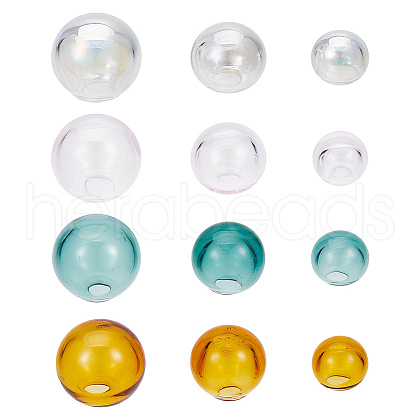 GOMAKERER 15Pcs 15 Styles Handmade Blown Glass Globe Beads GLAA-GO0001-10-1