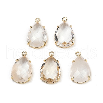 Natural Quartz Crystal Faceted Pendants G-K347-05G-04-1