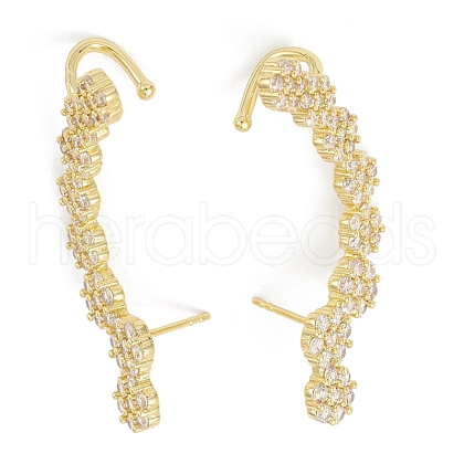 Rack Plating Brass Cubic Zirconia Stud Earrings EJEW-K245-05G-1