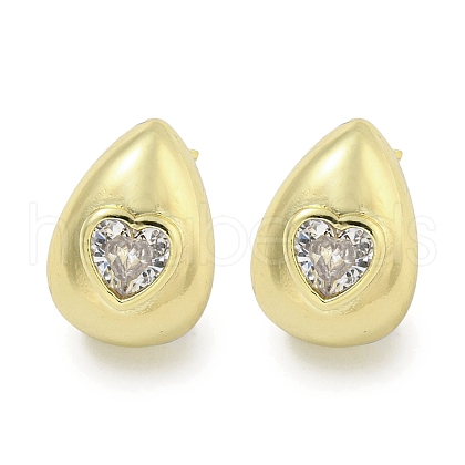 Brass Micro Pave Cubic Zirconia Stud Earrings for Women EJEW-E312-01E-G-1