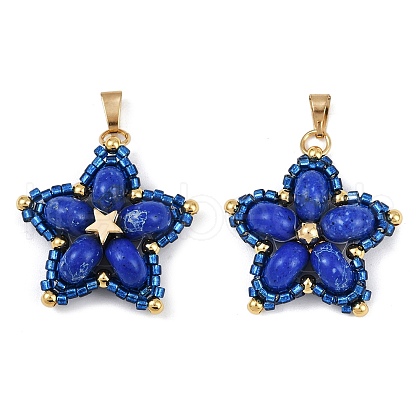 Handmade Glass Seed Beaded & Synthetic Dyed Imperial Jasper Beads Pendants PALLOY-MZ00751-02-1