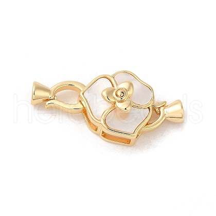 Brass Fold Over Clasps with Shell KK-M270-22G-1