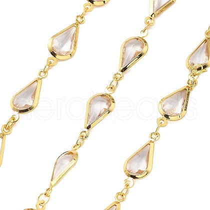 Brass Glass Teardrop Link Chains CHC-R001-04G-05-1