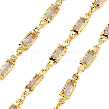 Brass Glass Rectangle Link Chains CHC-R001-01G-02-1