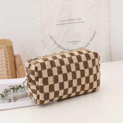 Tartan Pattern Portable Corduroy Makeup Storage Bag PAAG-PW0001-138E-1