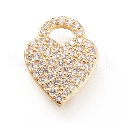 Brass Micro Pave Clear Cubic Zirconia Pendants X-ZIRC-L097-018G-1