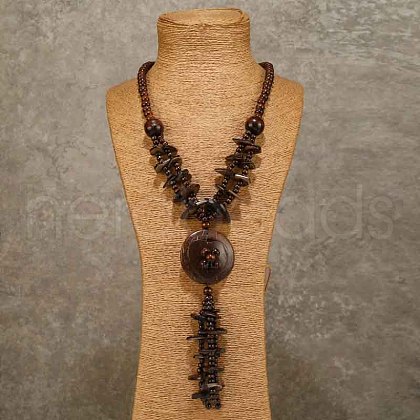 Bohemian Style Natural Coconut Beaded Pendant Tassel Necklaces for Women FS-WGFADBE-01-1