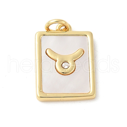 Brass Pave Natural White Shell Pendants KK-S522-09G-C-1