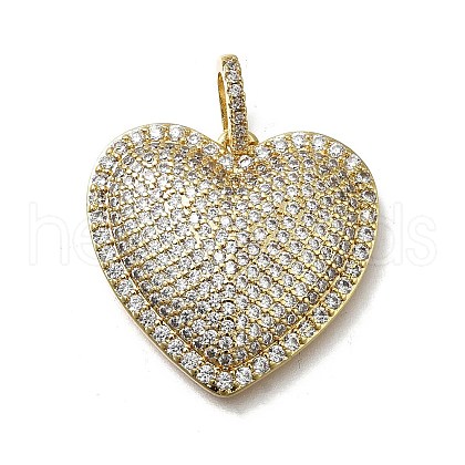 Brass Micro Pave Cubic Zirconia Pendants KK-C090-44G-1