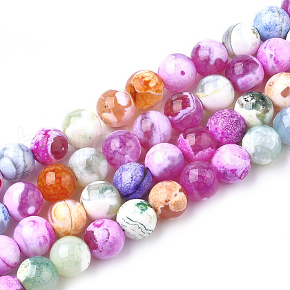 Natural Fire Crackle Agate Beads Strands G-S346-8mm-13-1