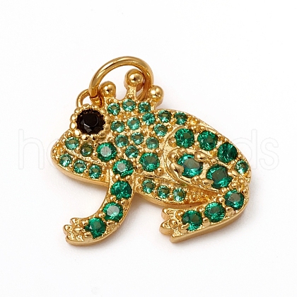 Brass Micro Pave Green Cubic Zirconia Pendants KK-I668-40G-1