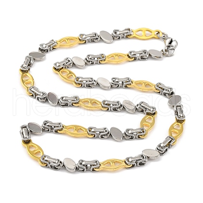 201 Stainless Steel Rhombus Links Chain Necklace NJEW-F22-39H-GP-1