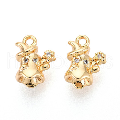 Brass Micro Pave Cubic Zirconia Charms KK-N263-69G-1
