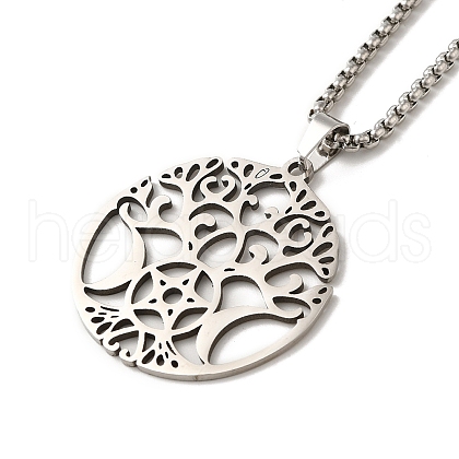 Non-Tarnish Tree of Life Pendant Necklaces NJEW-C044-06P-1