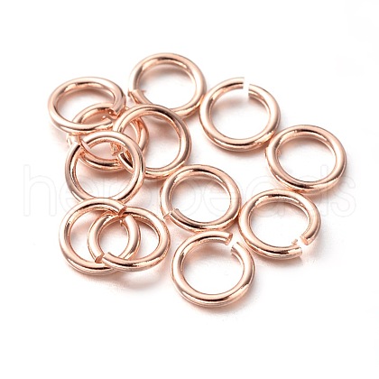 Eco-Friendly PVD Vacuum Plating & Long-Lasting Plated Brass Open Jump Rings KK-E663-7mm-RG-1