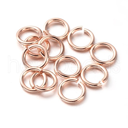 Eco-Friendly Vacuum Plating & Long-Lasting Plated Brass Open Jump Rings KK-E663-7mm-RG-1