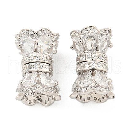925 Sterling Silver Micro Pave Clear Cubic Zirconia Screw Clasps STER-U001-02P-1