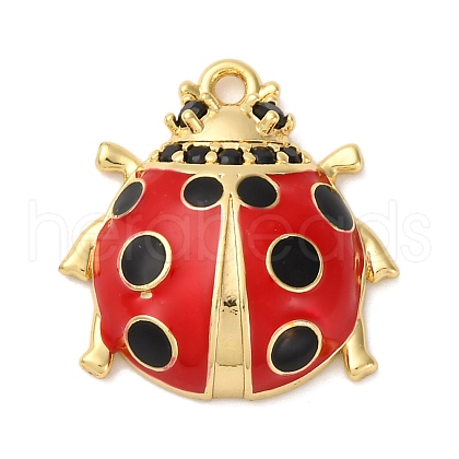 Brass Micro Pave Black Cubic Zirconia Enamel Pendants KK-I276-25G-1