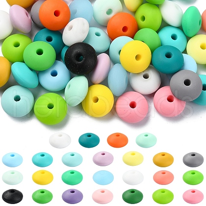 100Pcs 25 Styles Rondelle Food Grade Eco-Friendly Silicone Abacus Beads SIL-YW0001-36-1