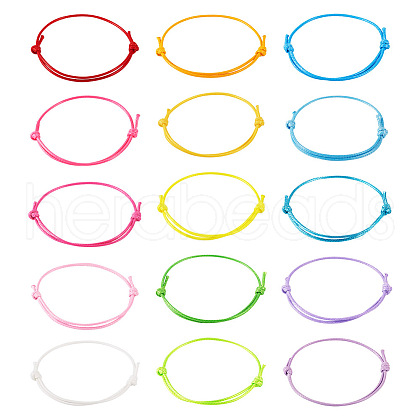 60Pcs 15 Colors Waxed Ployester Braided Cord Bracelets Set BJEW-TAC0013-1