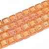 Electroplate Transparent Glass Beads Strands EGLA-N017-03C-1
