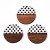 Printed Opaque Resin & Walnut Wood Pendants RESI-N039-05-1