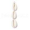 3 Natural Cowrie Shell Beaded Big Pendants PALLOY-JF03807-3