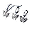 Butterfly Brass Micro Pave Clear Cubic Zirconia Pendant Necklace & Hoop Earring Sets FS-WG0D8FB-02-2